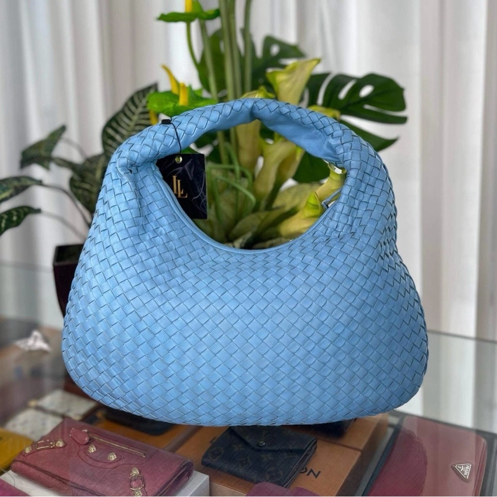 Bottega Veneta Blue Woven Hobo Bag - Intrecciato
